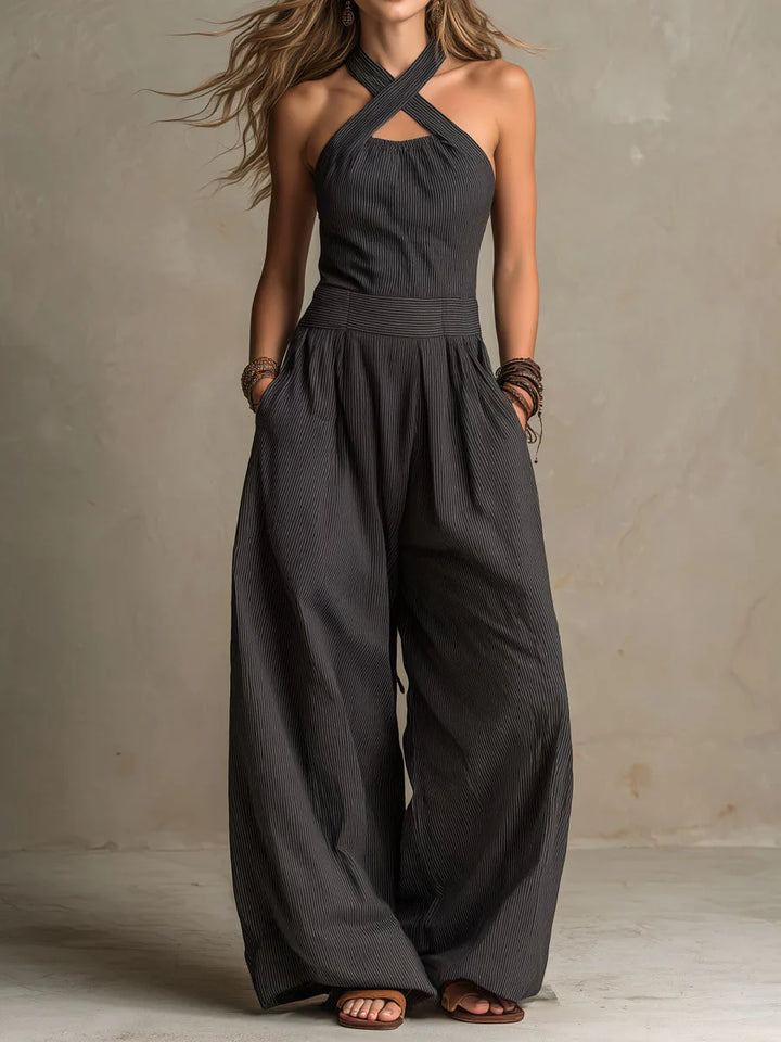 Sienna Cross-Neck Linen Blend Jumpsuit