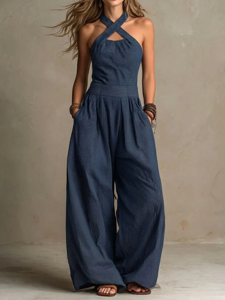 Sienna Cross-Neck Linen Blend Jumpsuit